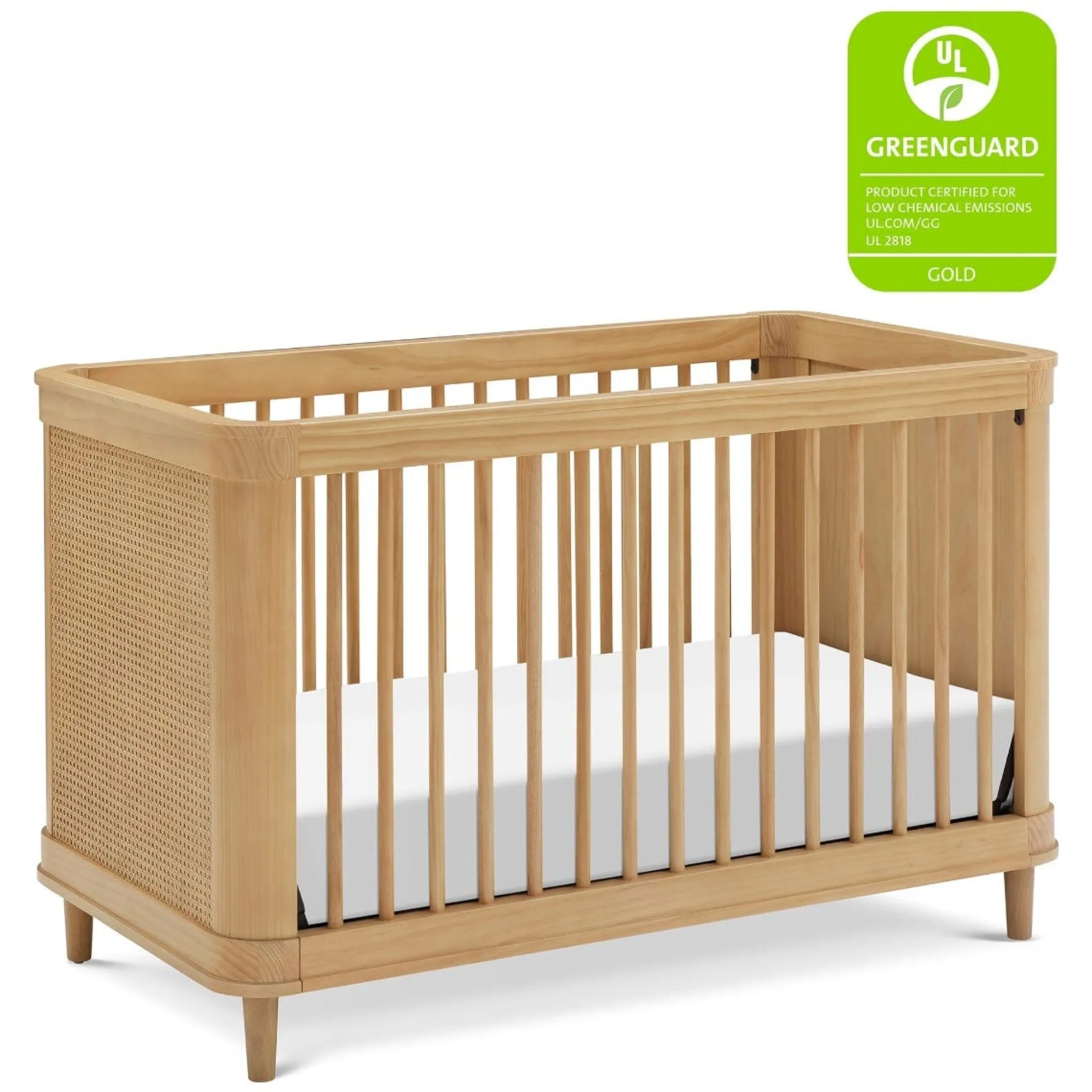 Namesake Cribs & Mattresses|Cribs & Mattresses>Marin with Cane 3-in-1 Convertible Crib - Honey and Honey Cane