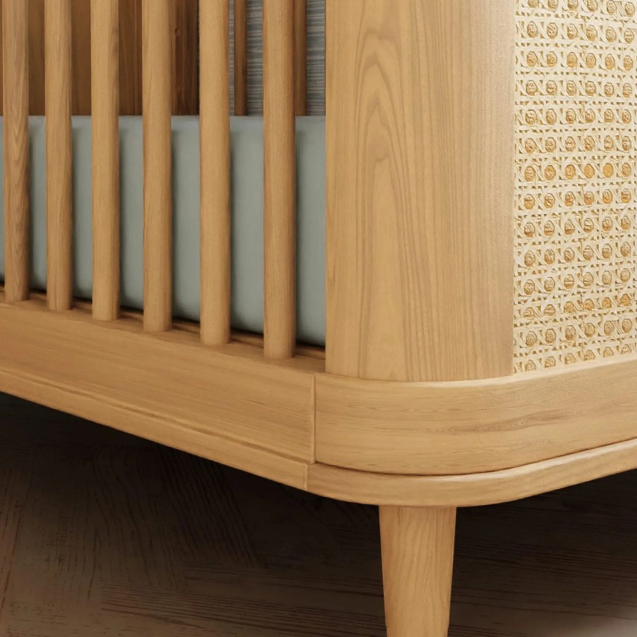 Namesake Cribs & Mattresses|Cribs & Mattresses>Marin with Cane 3-in-1 Convertible Crib - Honey and Honey Cane