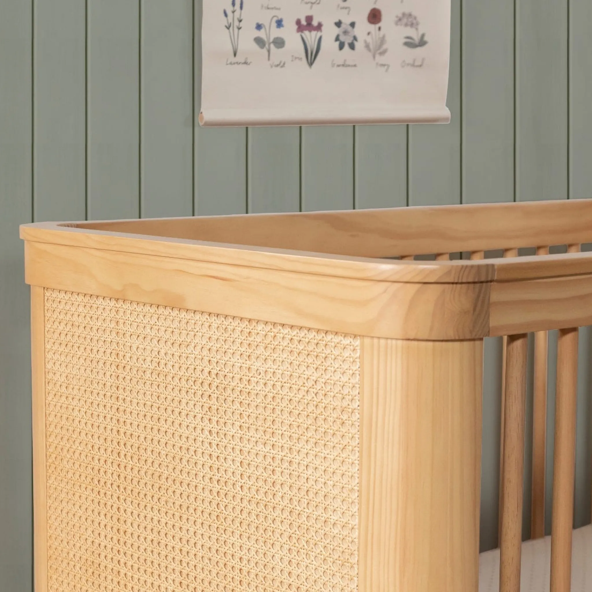 Namesake Cribs & Mattresses|Cribs & Mattresses>Marin with Cane 3-in-1 Convertible Crib - Honey and Honey Cane