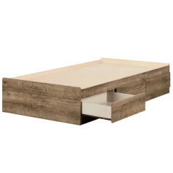 South Shore Mates Bed with 3 Drawers - Arlen Weathered Oak