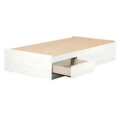South Shore Twin, Full & Queen Beds>Mates Bed With 3 Drawers- Arlen White Pine