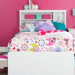 South Shore Twin, Full & Queen Beds>Mates Bed With Bookcase Headboard Set - Vito Pure White