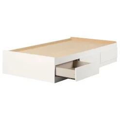 South Shore Mates Twin Bed with 3 drawers - Pure White