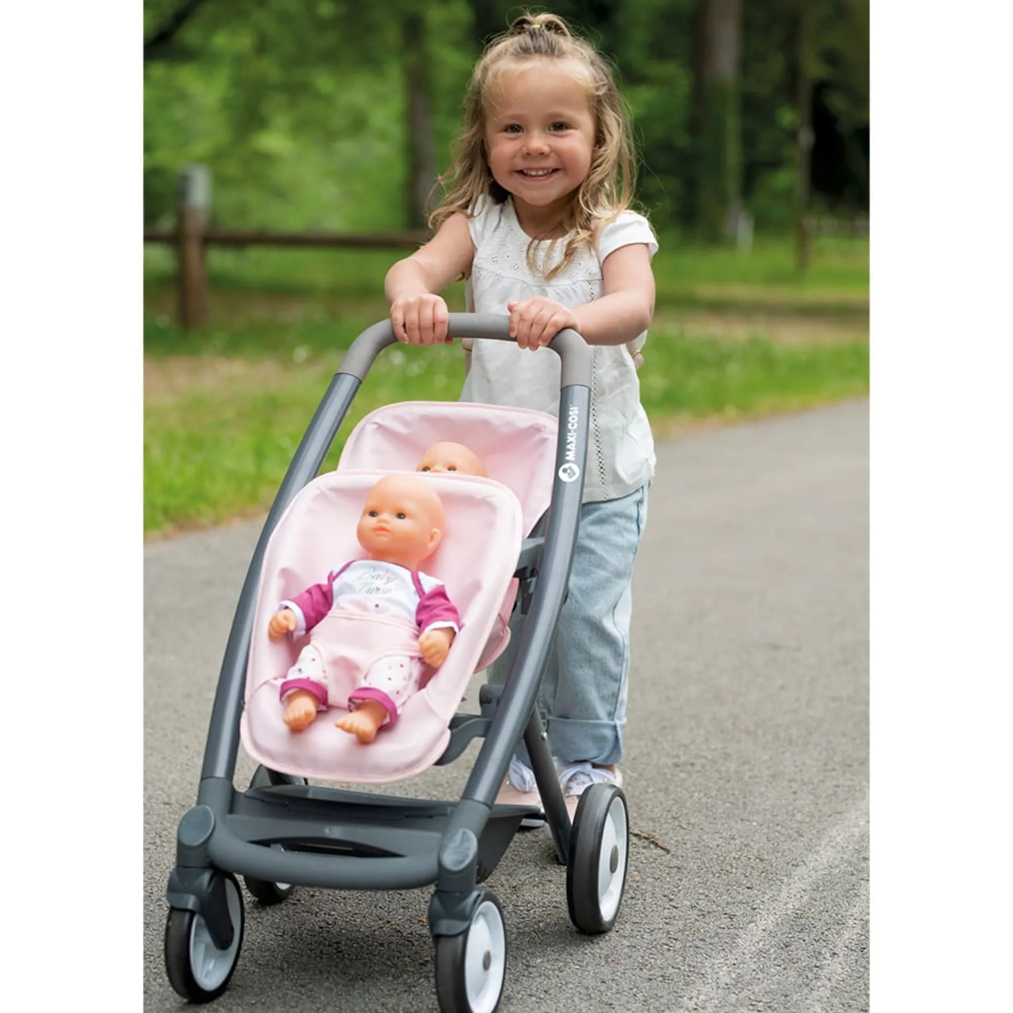 Smoby Maxi Cosi Twin Pushchair for Doll - Pink