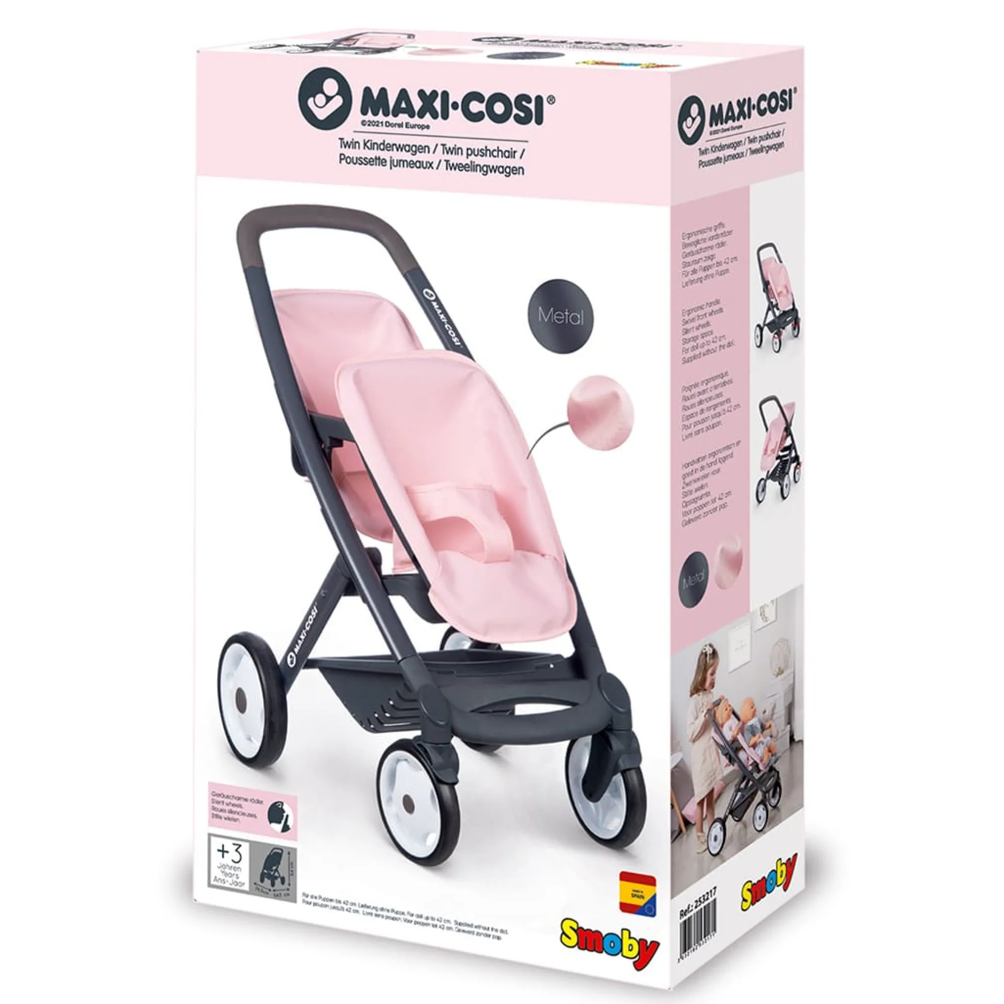 Smoby Maxi Cosi Twin Pushchair for Doll - Pink