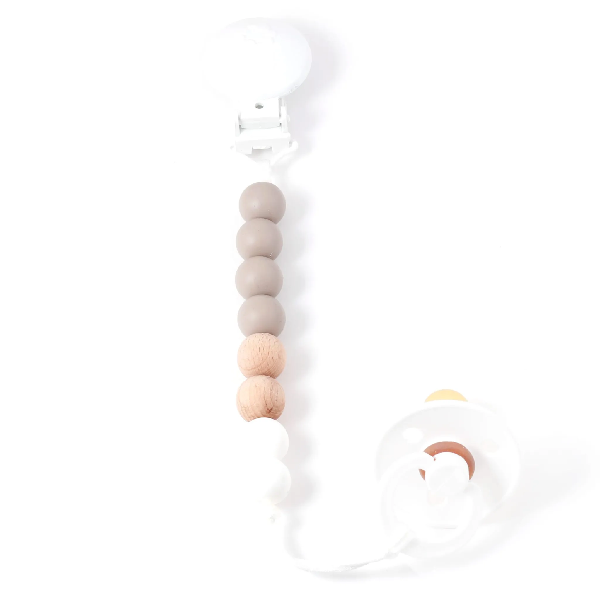 Bulle Maxi Wood Pacifier Clip - Taupe