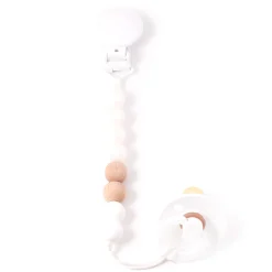 Bulle Pacifiers & Clips|Pacifiers & Clips>Maxi Wood Pacifier Clip - Pearl