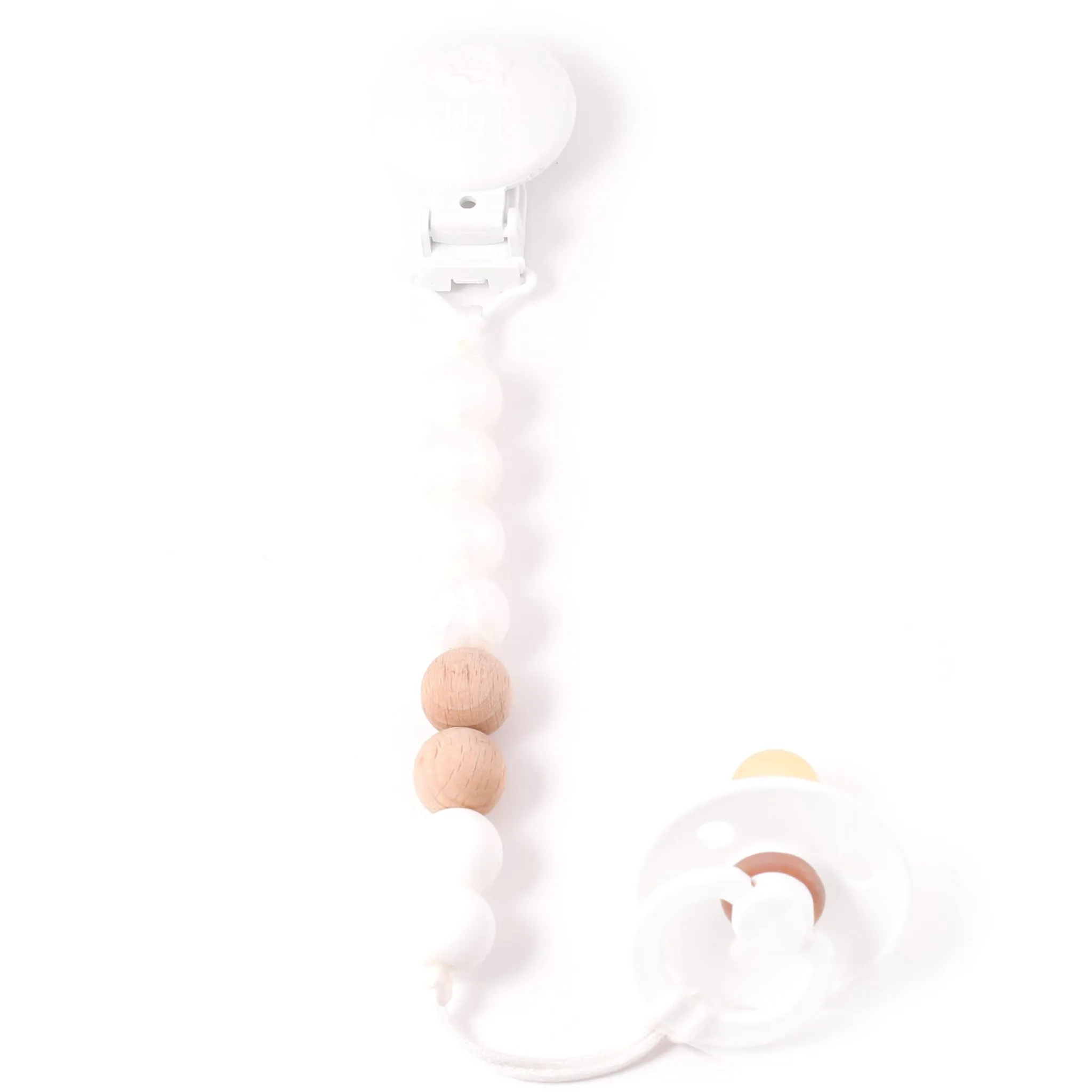 Bulle Pacifiers & Clips|Pacifiers & Clips>Maxi Wood Pacifier Clip - Pearl