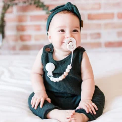 Bulle Pacifiers & Clips|Pacifiers & Clips>Maxi Wood Pacifier Clip - Pearl