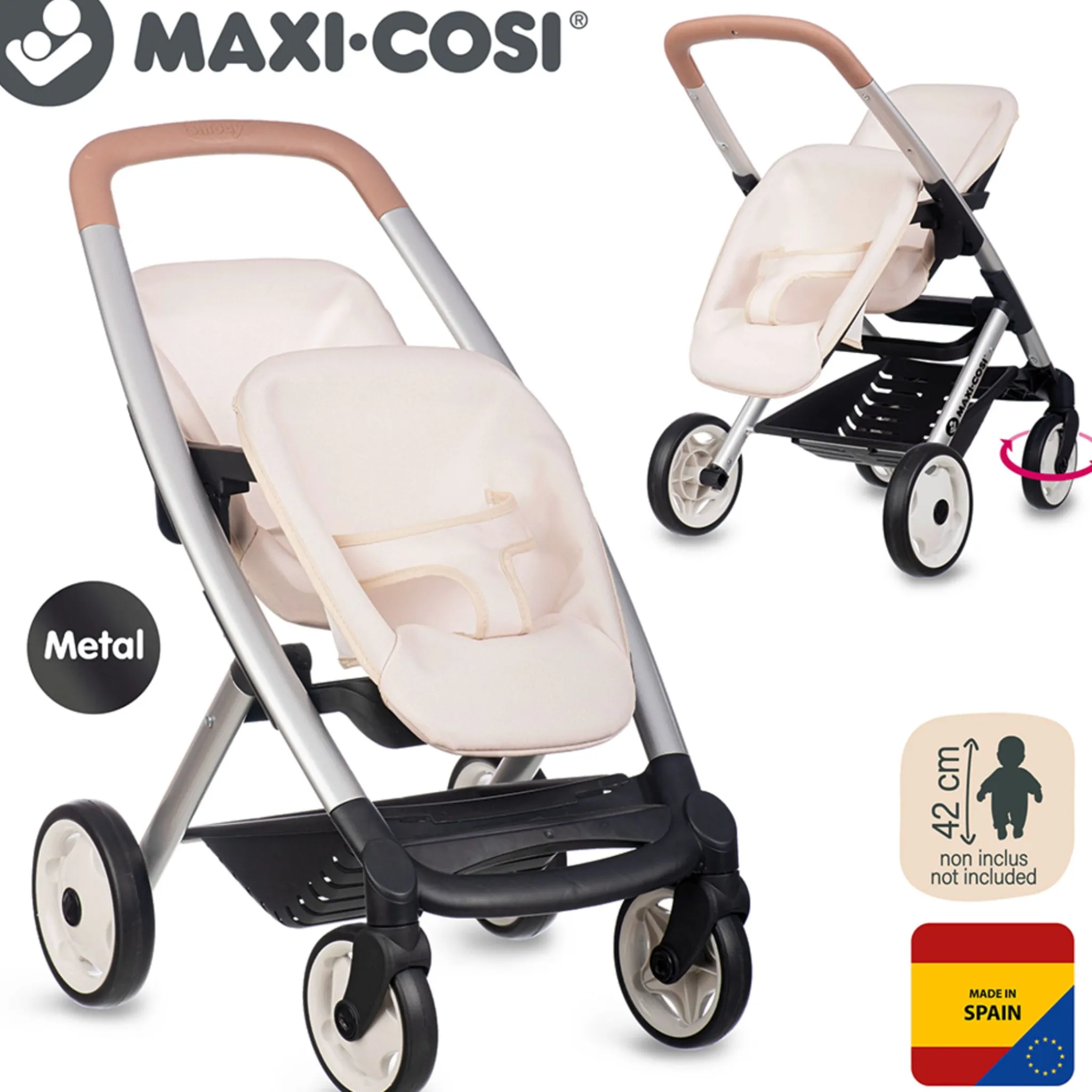 Smoby Maxi-cosi Twin Doll Stroller - Beige