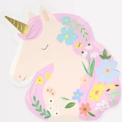 Meri Meri Party Supplies>Meadow Unicorns Shaped Plates (8)