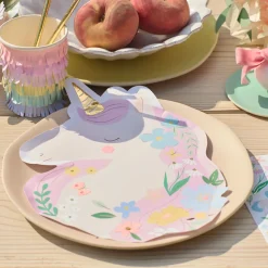 Meri Meri Party Supplies>Meadow Unicorns Shaped Plates (8)