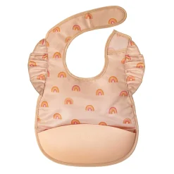 Tiny Twinkle Mess proof Silicone Pocket Bib Ruffle - Boho Rainbow