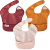 Tiny Twinkle Breastfeeding|Bibs>Mess-proof Easy Bib 3-pack - Rose/Burgundy/Cinna