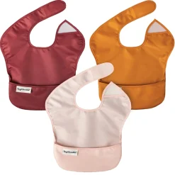 Tiny Twinkle Breastfeeding|Bibs>Mess-proof Easy Bib 3-pack - Rose/Burgundy/Cinna