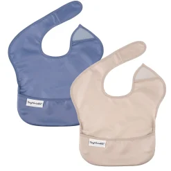 Tiny Twinkle Mess-proof Easy Bib 2-pack - Blue / Taupe