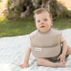 Tiny Twinkle Mess-proof Easy Bib 2-pack - Blue / Taupe