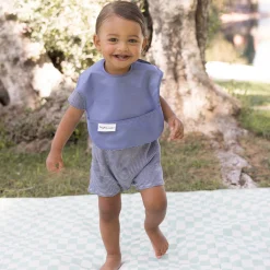 Tiny Twinkle Mess-proof Easy Bib 2-pack - Blue / Taupe