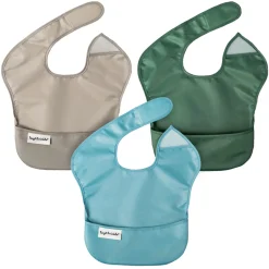 Tiny Twinkle Breastfeeding|Bibs>Mess-proof Easy Bib 3-pack - Slate/Gray/Olive