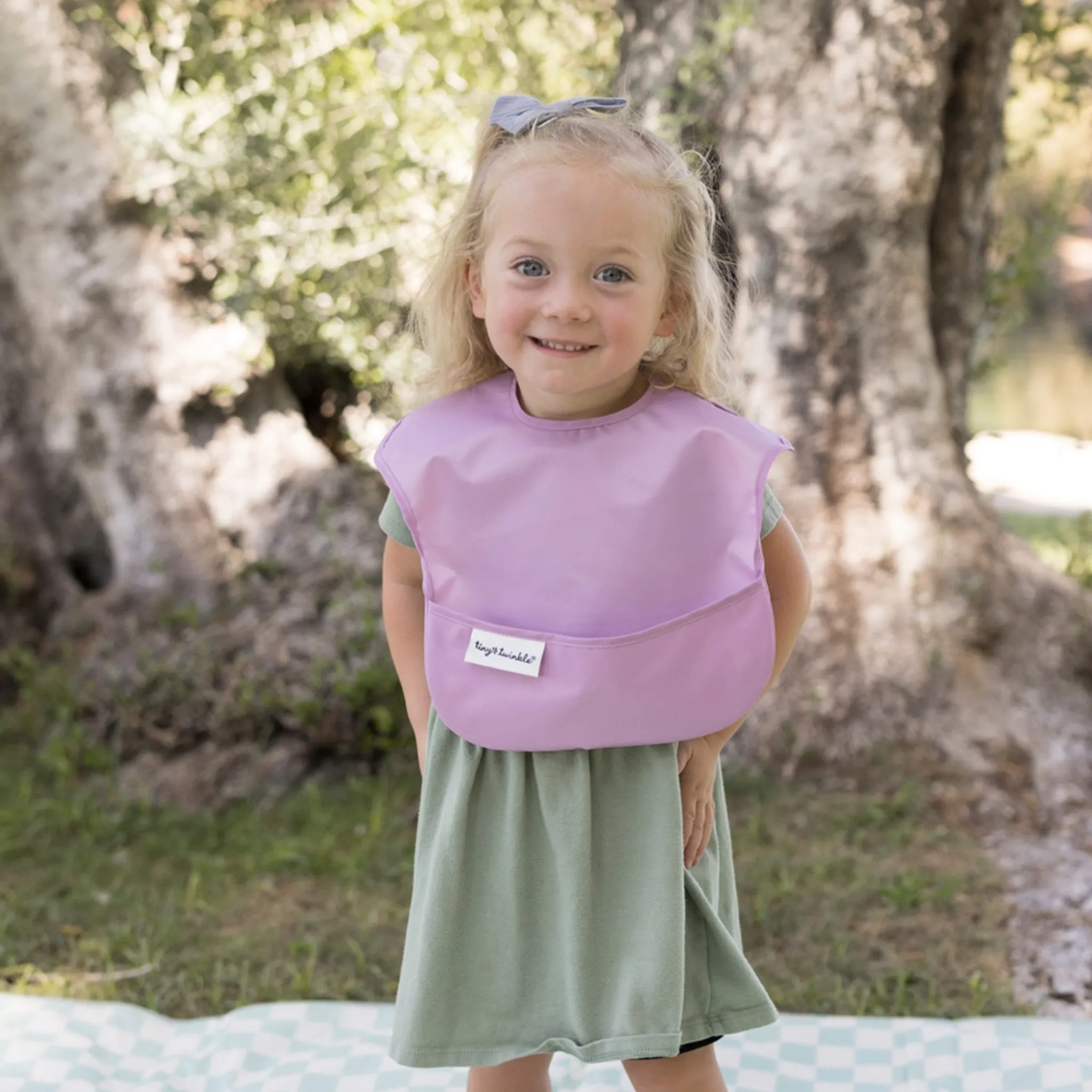 Tiny Twinkle Bibs|Breastfeeding>Mess-proof Easy Bib 2-pack - Lilac / Taupe