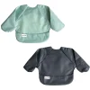 Kids Tiny Twinkle Mess-proof Full Sleeve Bib 2 Pack - Sage / Charcoal