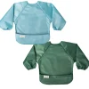Kids Tiny Twinkle Bibs|Breastfeeding>Mess-proof Full Sleeve Bib 2 Pack - Slate / Olive