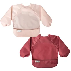 Kids Tiny Twinkle Bibs|Breastfeeding>Mess-proof Full Sleeve Bib 2 Pack - Rose/ Burgundy