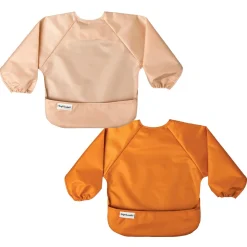 Kids Tiny Twinkle Bibs|Breastfeeding>Mess-proof Full Sleeve Bib 2 Pack - Sand / Cinnamon
