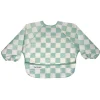 Kids Tiny Twinkle Mess-proof Full Sleeved Bib - Sage Checkers 6-24m
