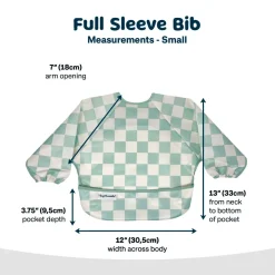 Kids Tiny Twinkle Mess-proof Full Sleeved Bib - Sage Checkers 6-24m