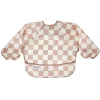 Kids Tiny Twinkle Mess-proof Full Sleeved Bib - Brown Checkers 6-24m