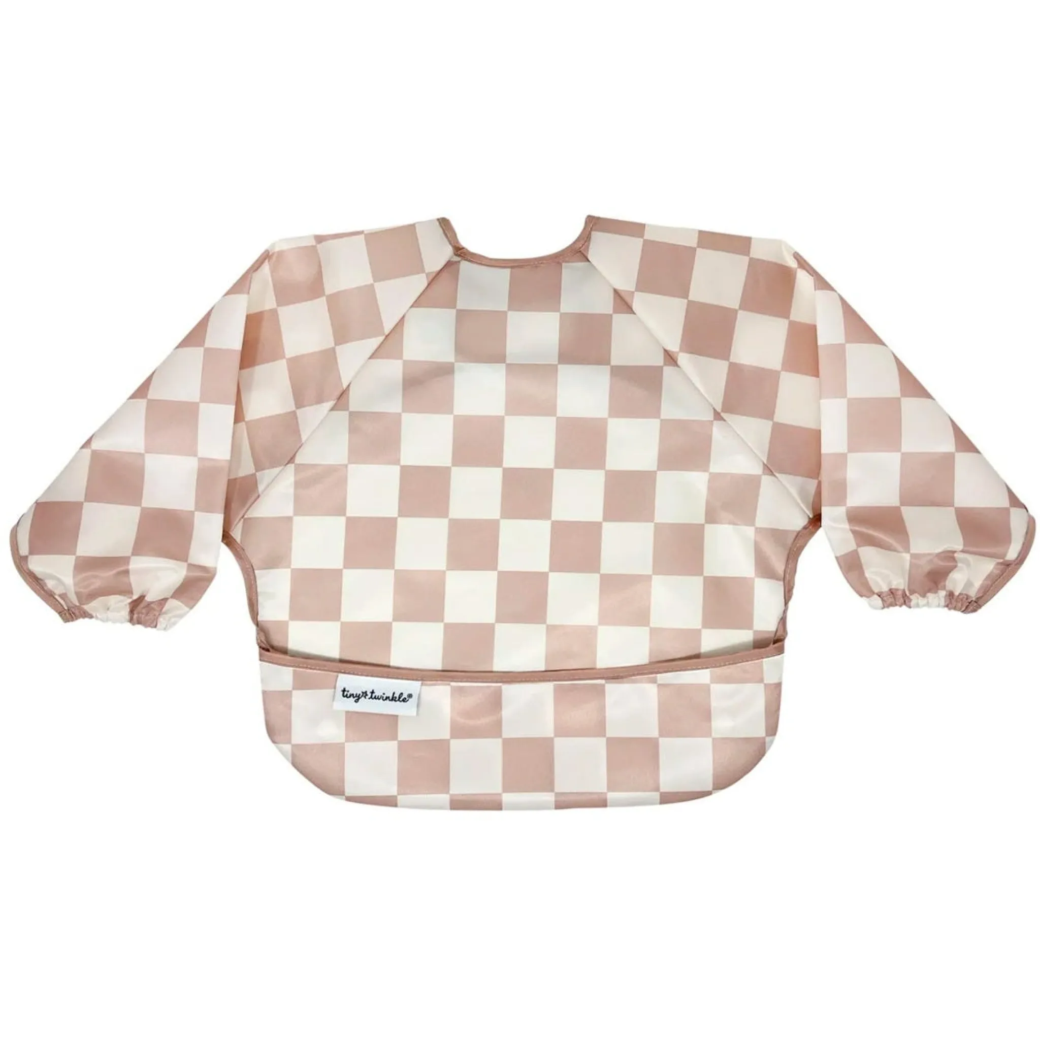 Kids Tiny Twinkle Mess-proof Full Sleeved Bib - Brown Checkers 6-24m