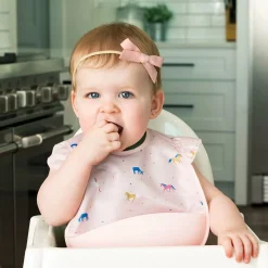 Tiny Twinkle Bibs|Breastfeeding>Mess-proof Silicone Pocket Bib Ruffle - Unicorn Confetti