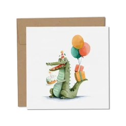 Mimosa Design Mini Birthday Card - Rocco the Crocodile