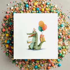 Mimosa Design Mini Birthday Card - Rocco the Crocodile