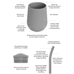 Kids EZ PZ Fun Mini Cup + Straw Training System - Pewter Grey