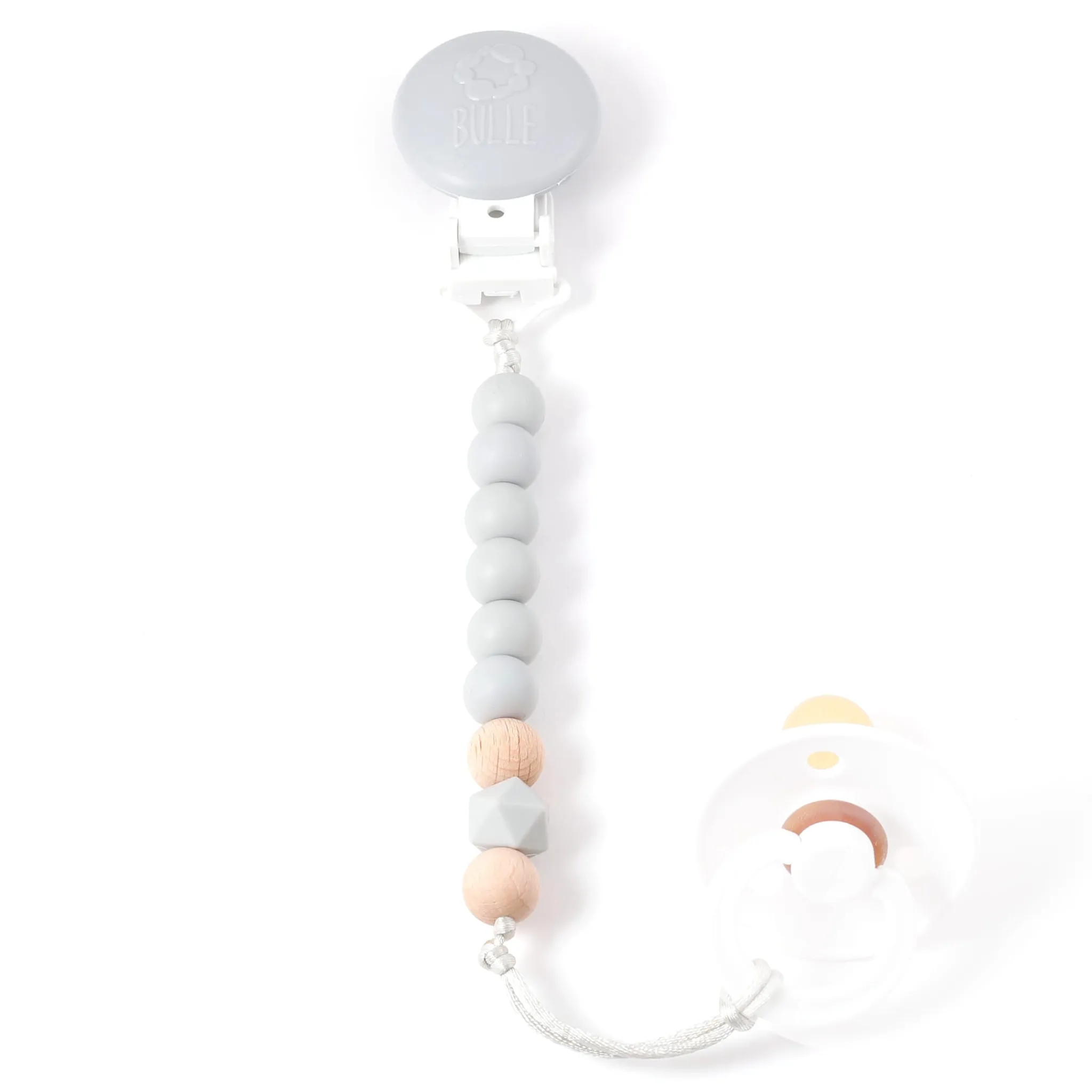 Bulle Mini Wood Pacifier Clip - Gray