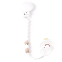 Bulle Mini Wood Pacifier Clip - White