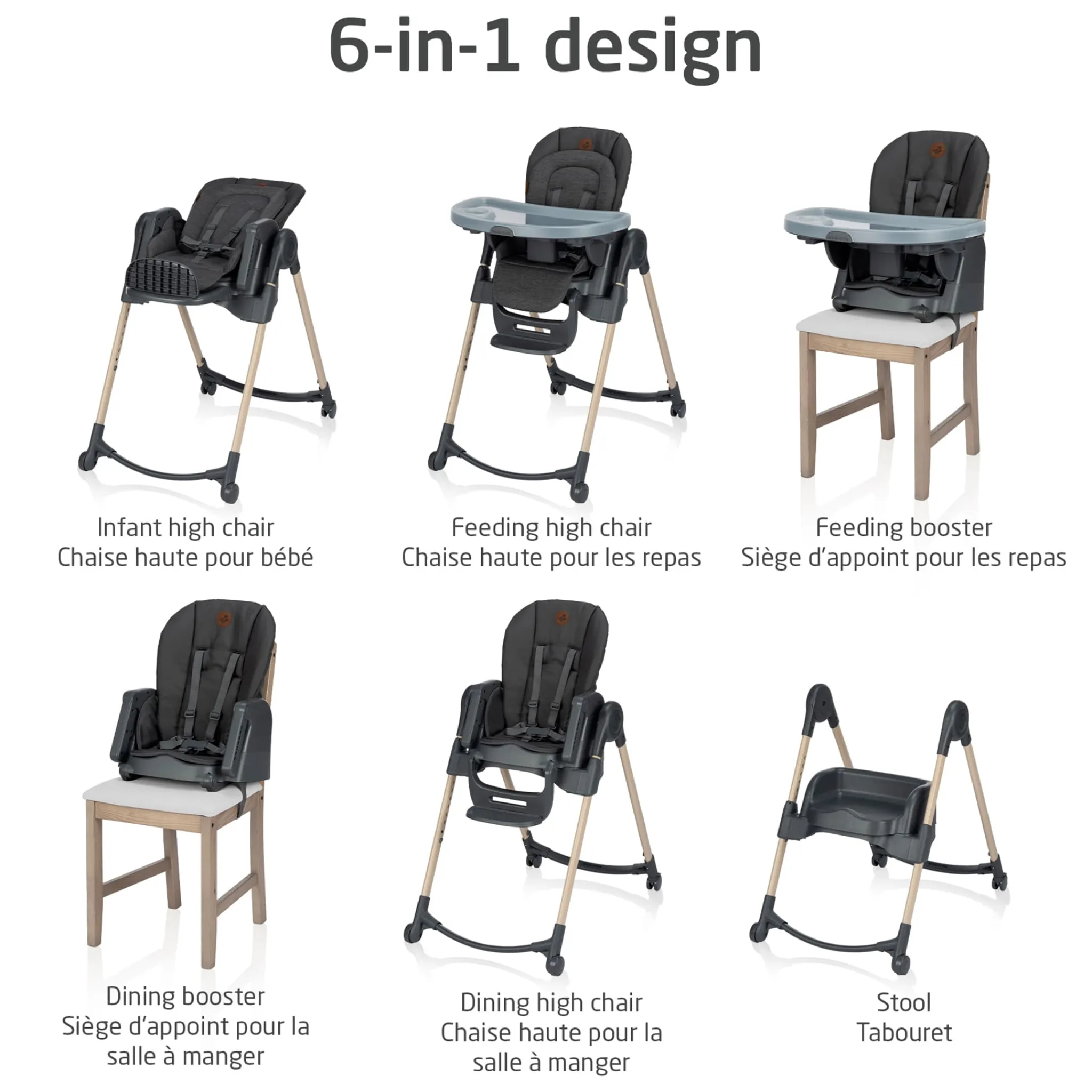 Maxi-cosi Minla 6-in-1 High Chair - Beyond Graphite