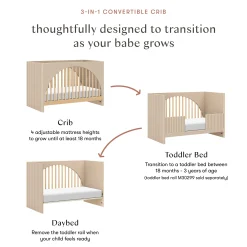 Babyletto Moab 3-in-1 Convertible Crib - Taupe/Ash