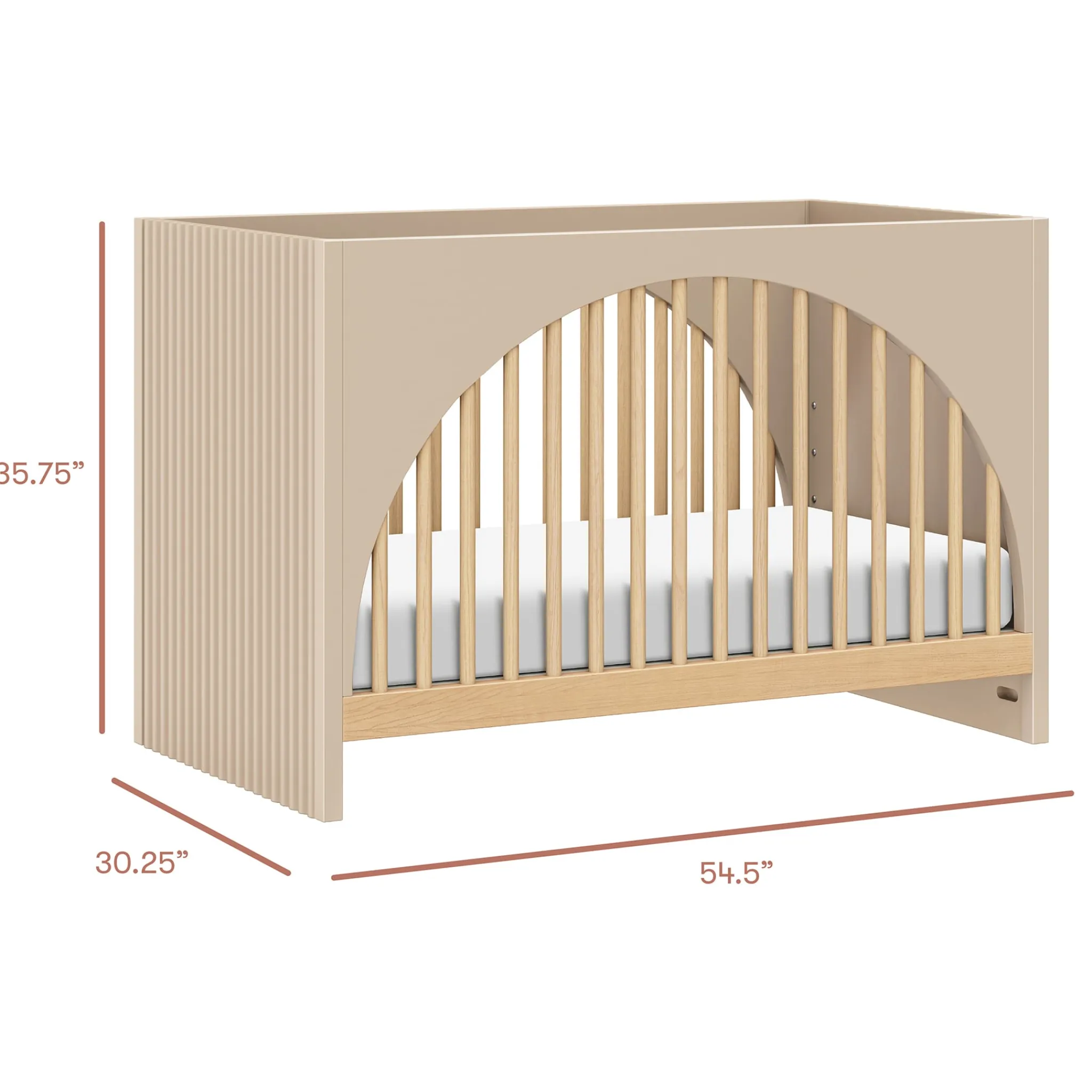 Babyletto Moab 3-in-1 Convertible Crib - Taupe/Ash