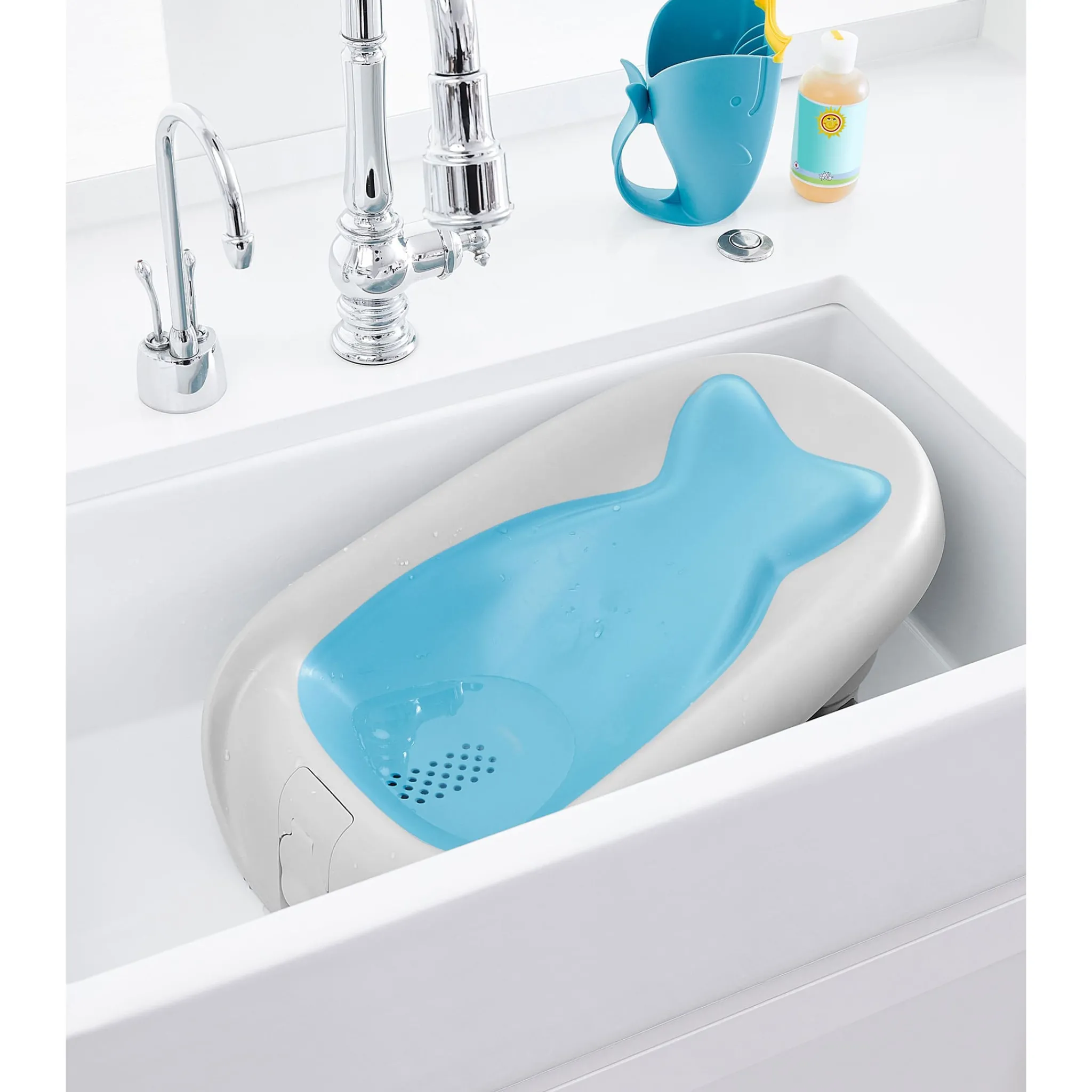 Skip Hop Baby Baths & Seats|Bath Accessories>Moby Recline & Rinse Bather - Grey / Blue