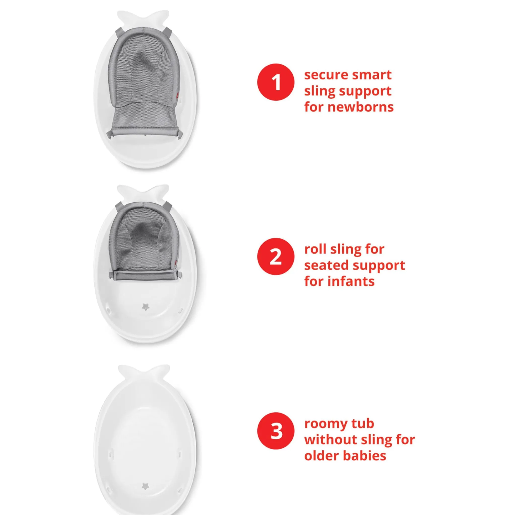 Skip Hop Baby Baths & Seats|Bath Accessories>MOBY® Smart Sling™ 3-Stage Tub - White