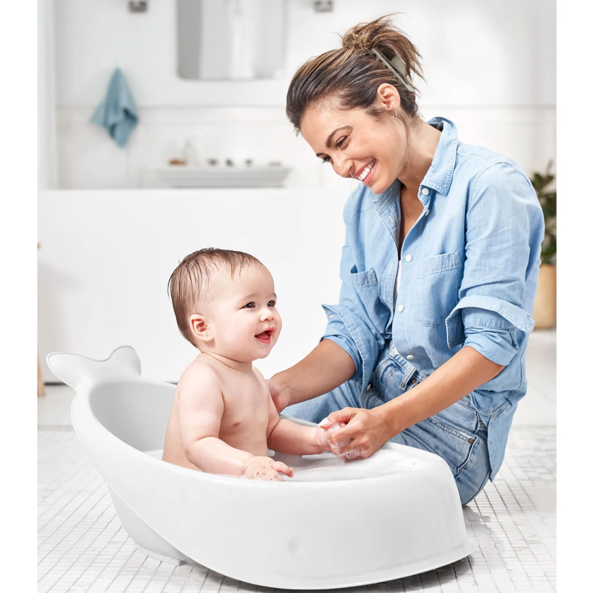 Skip Hop Baby Baths & Seats|Bath Accessories>MOBY® Smart Sling™ 3-Stage Tub - White