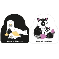 Auzou Mon Premier Livre Poussette en Noir et Blanc - Bébés Animaux
