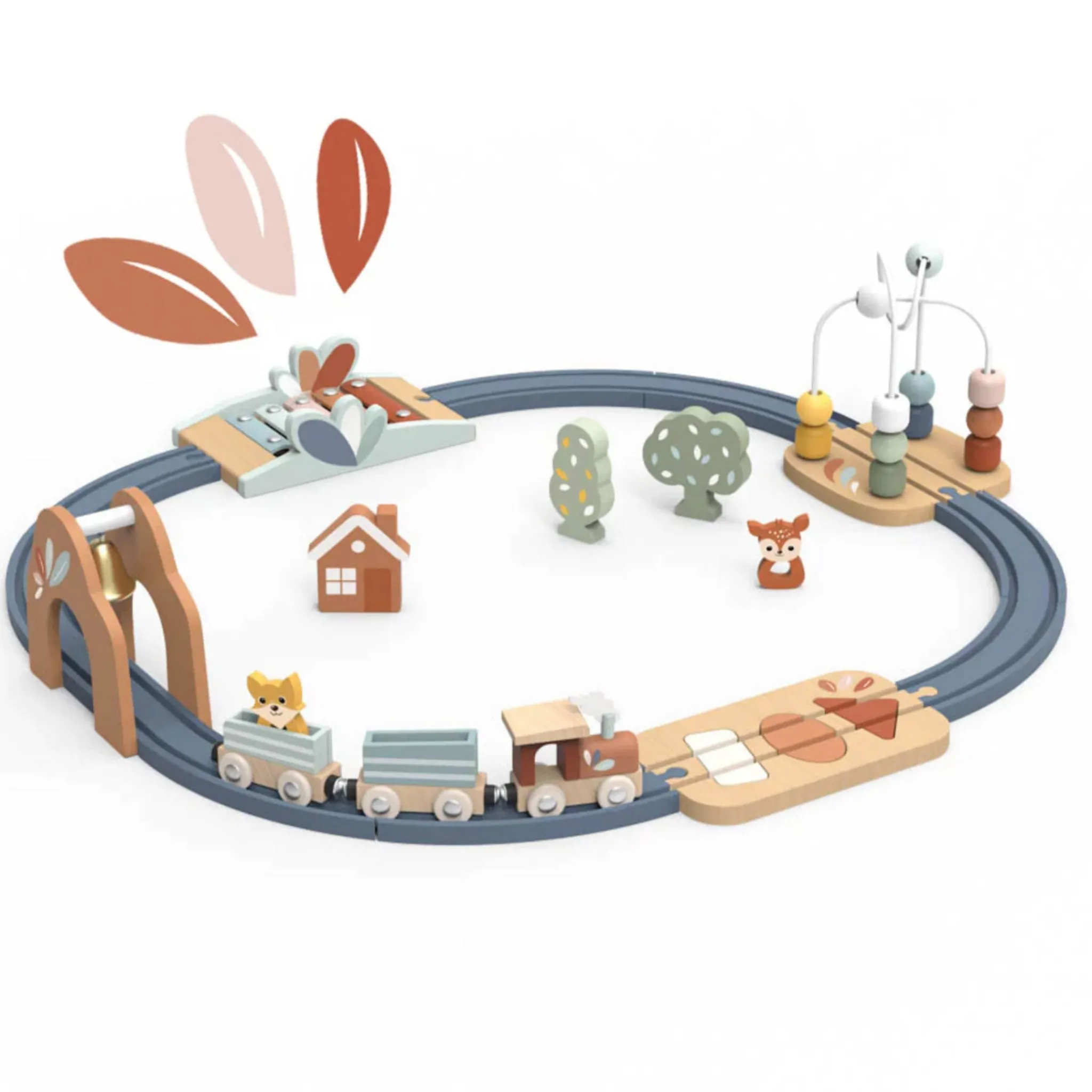 Kids Speedy Monkey Wooden Toys>Multi-Activity Railway Set