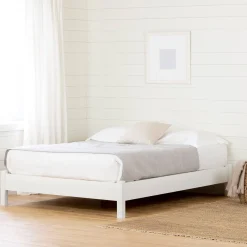 South Shore Munich Double Platform Bed on Legs - Pure White