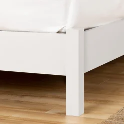 South Shore Munich Double Platform Bed on Legs - Pure White