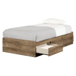 South Shore Munich Twin Mates Bed - Weathered Oak