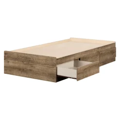 South Shore Munich Twin Mates Bed - Weathered Oak
